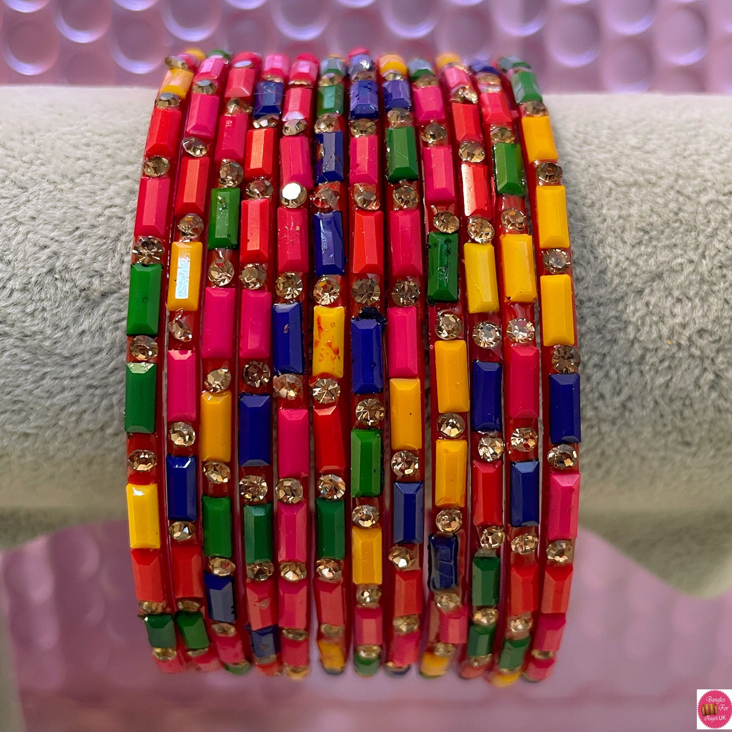 Multicoloured Glass Bangles- Size 2.10