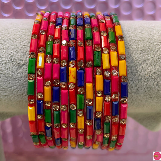 Multicoloured Glass Bangles- Size 2.10