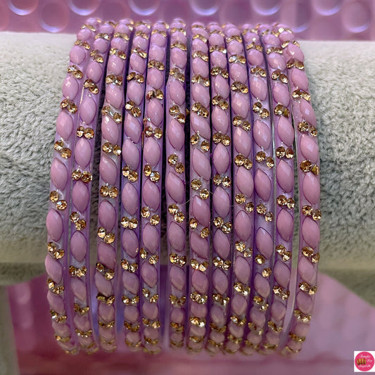 Lilac Glass Bangles- Size 2.12