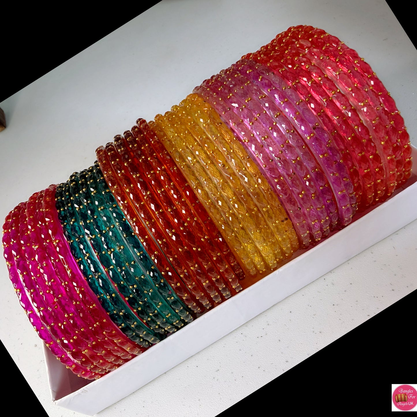 Raindrop Glass Bangles Combo- Size 2.12
