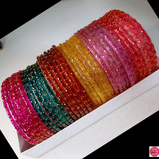 Raindrop Glass Bangles Combo- Size 2.12