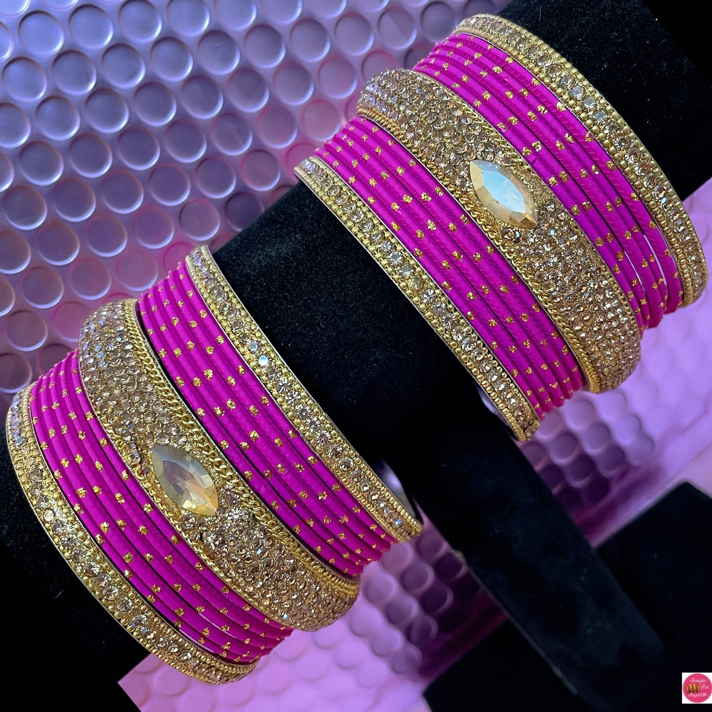 Gold Metal Bangles Sets Various Colours- Size 2.10