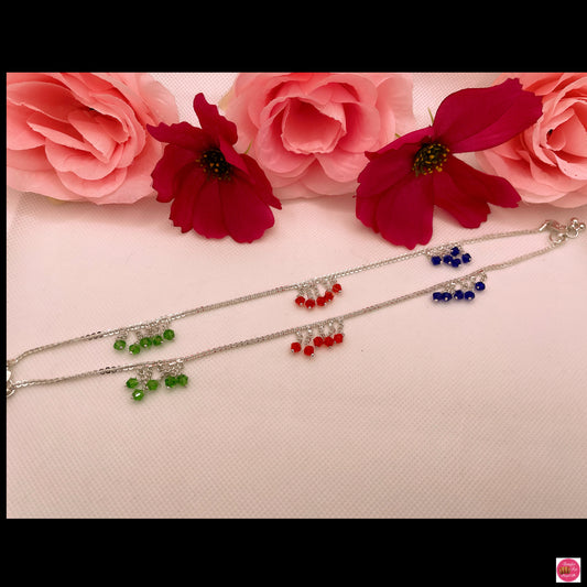 Multicoloured Silver Look Anklet/Payal