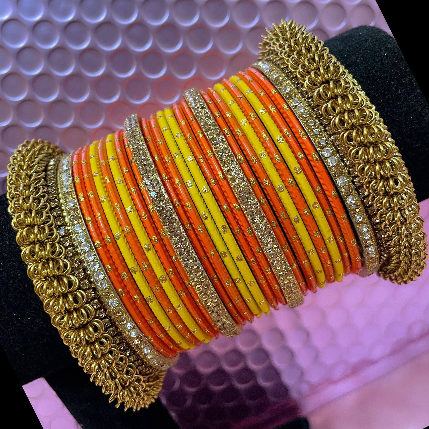 Gold Metal Bangles Set- Various Colours