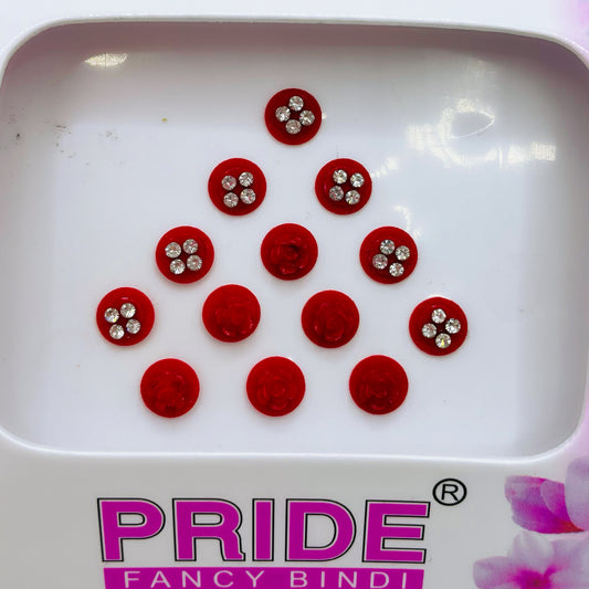 Red Flower & Silver Stone Bindi Pack