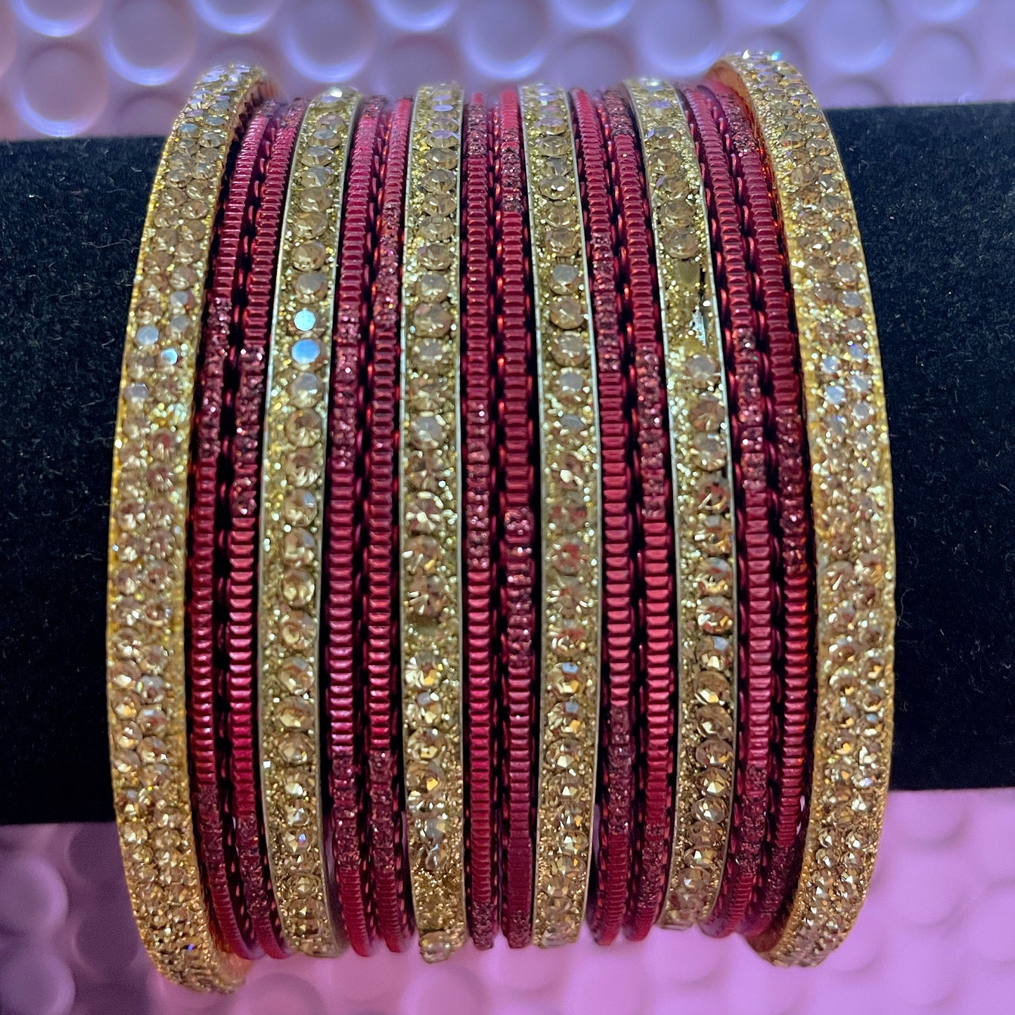 Gold Zirconia Metal Bangles Sets- Various Colours