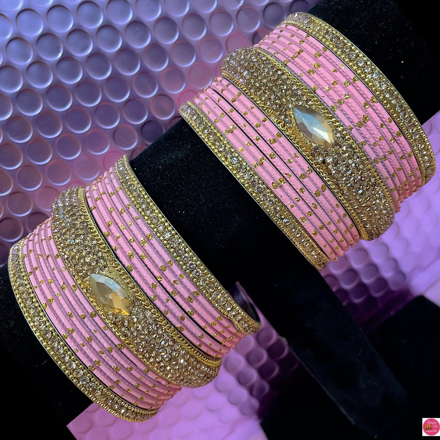 Gold Metal Bangles Sets Various Colours- Size 2.10