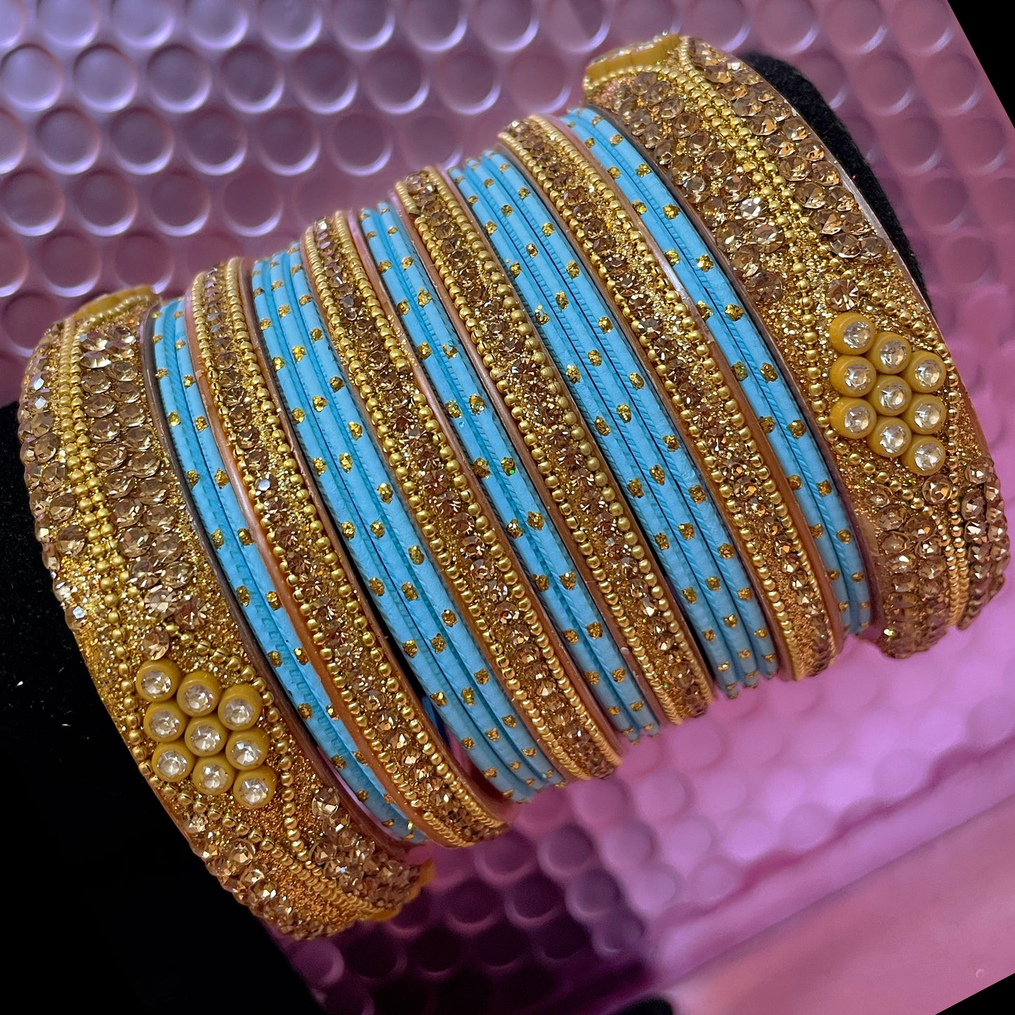 Gold Metal Bangles Sets Various Colours- Size 2.10