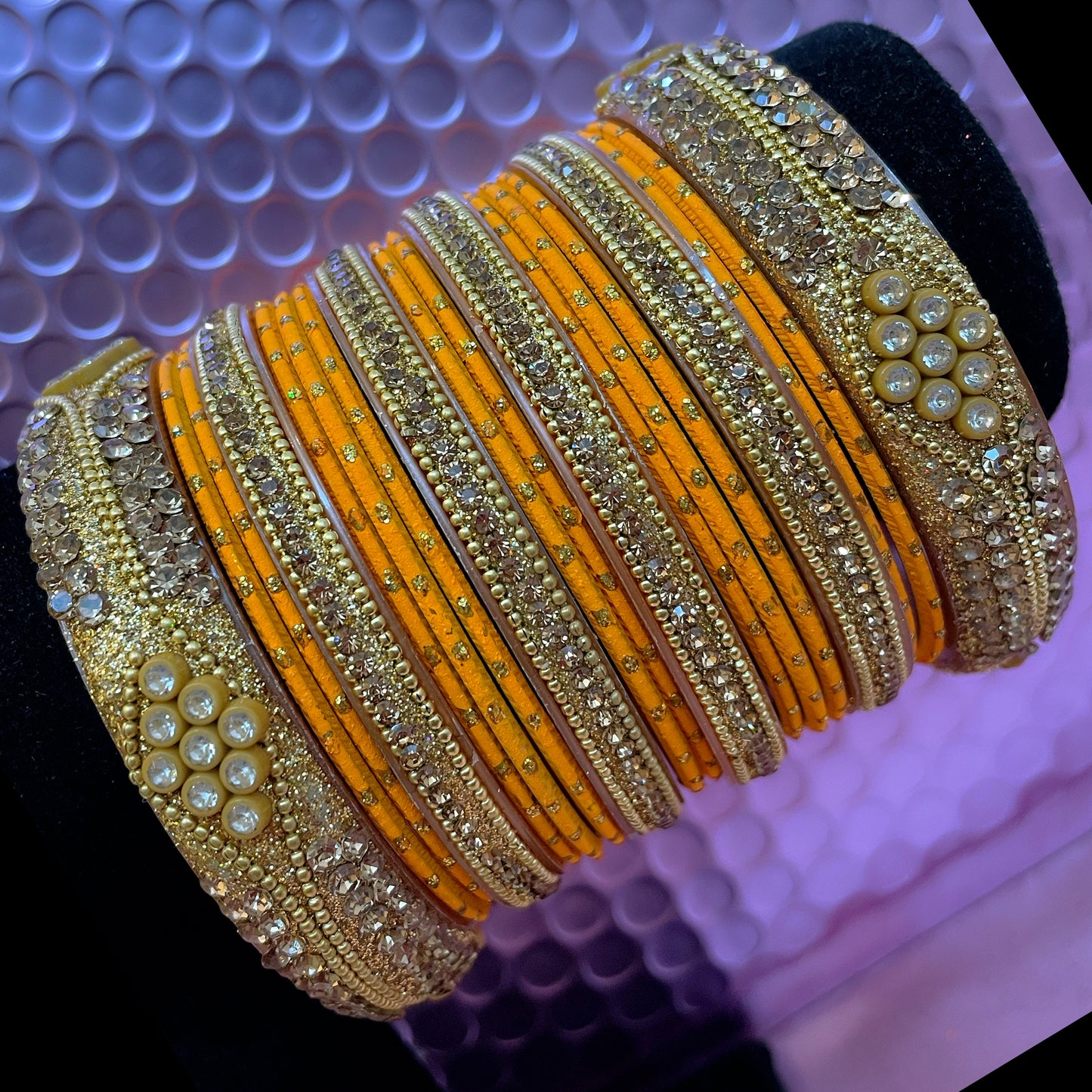 Gold Metal Bangles Sets Various Colours- Size 2.10