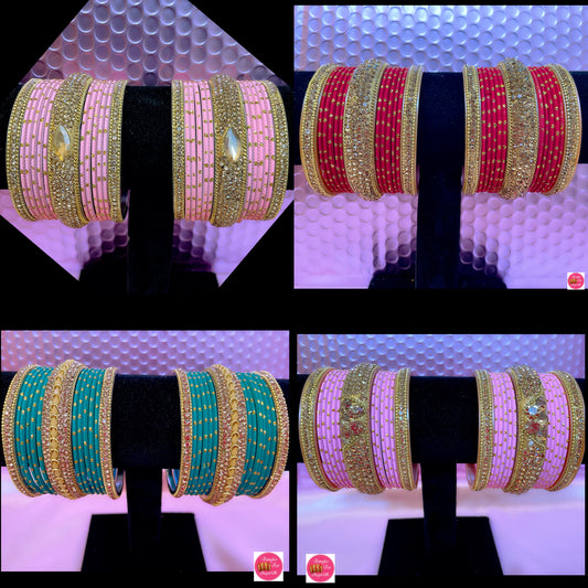 Gold Bangles Sets Various Colours- Size 2.10