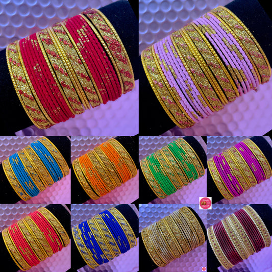 Various Colour Metal Bangles Sets- Size 2.4