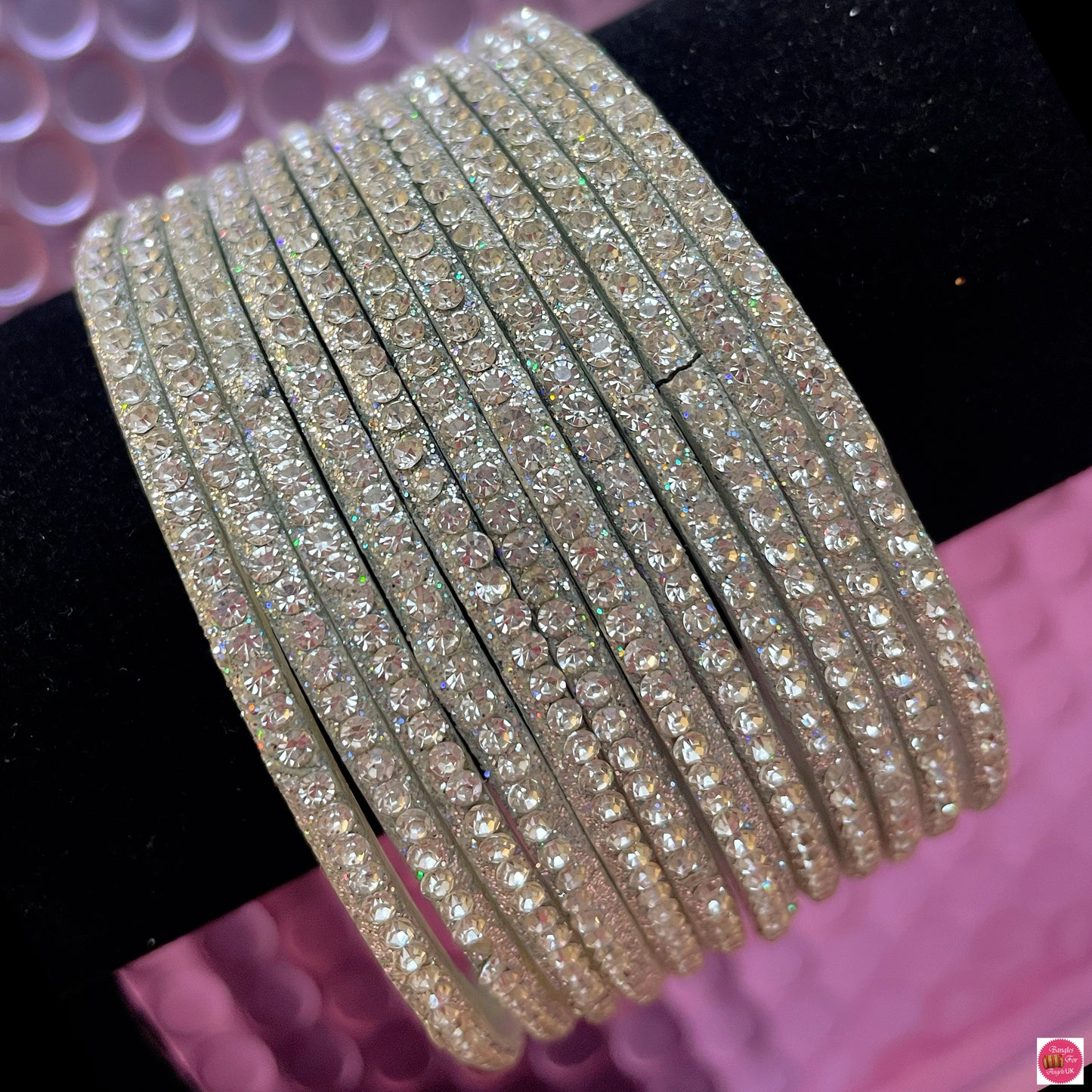 Silver Zirconia Glass Bangles