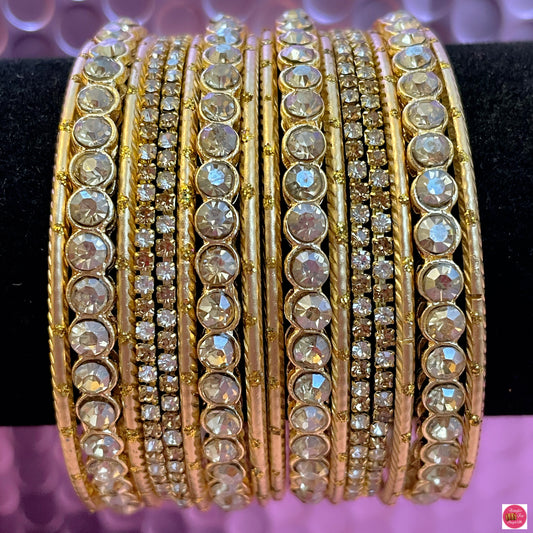 Gold Zirconia Metal Bangles Set