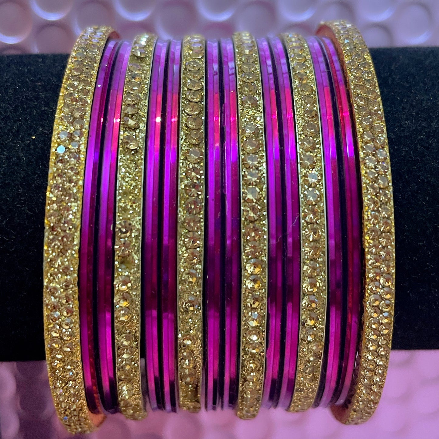 Gold Zirconia Metal Bangles Sets- Various Colours