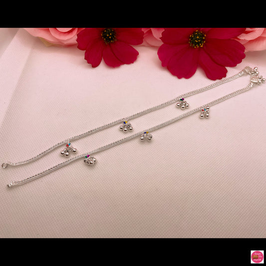 Silver No Sound Ghungru Anklet/Payal
