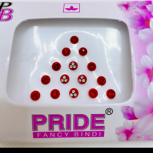 Red & Silver Stone Bindi Pack