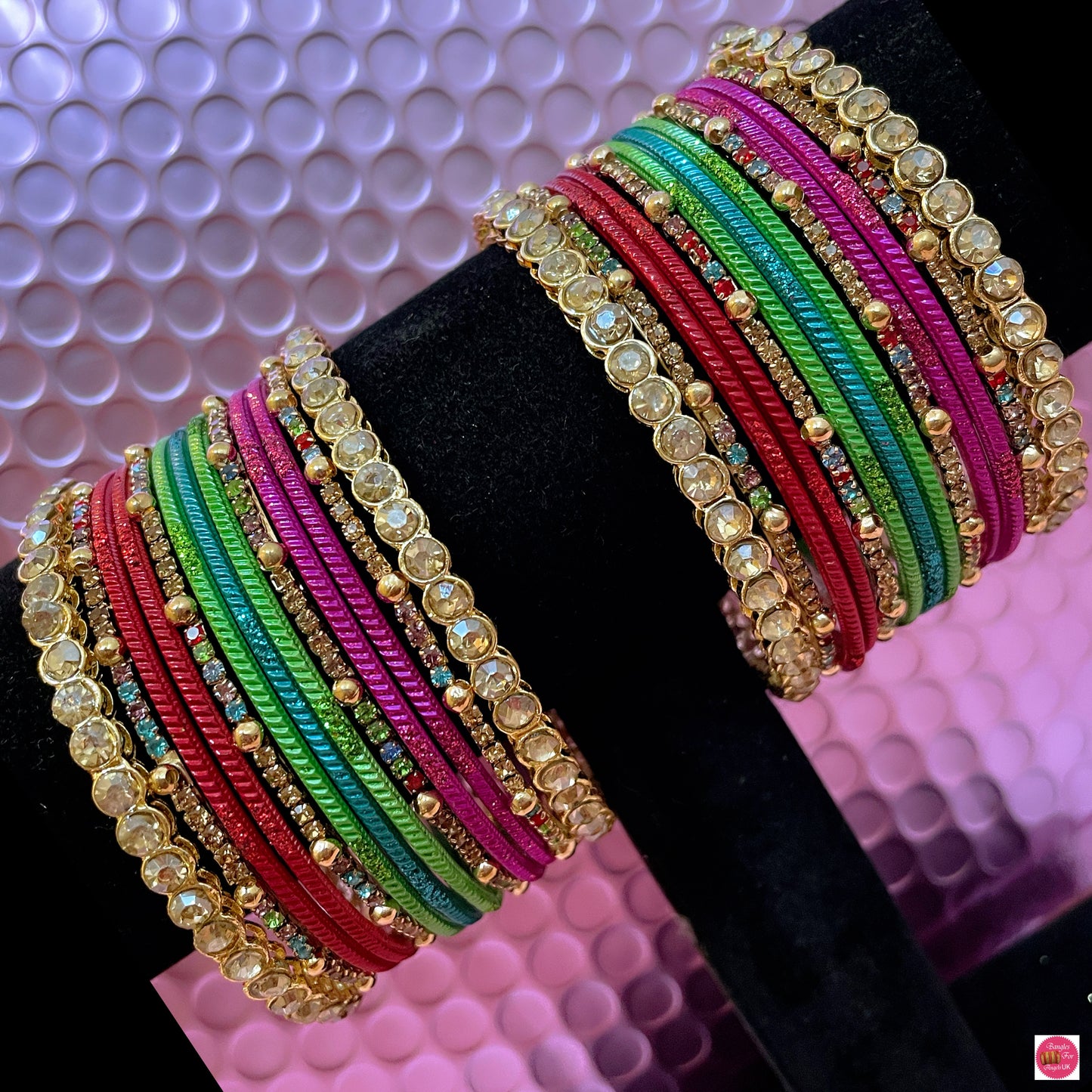 Multicoloured Zirconia Metal Bangles Set