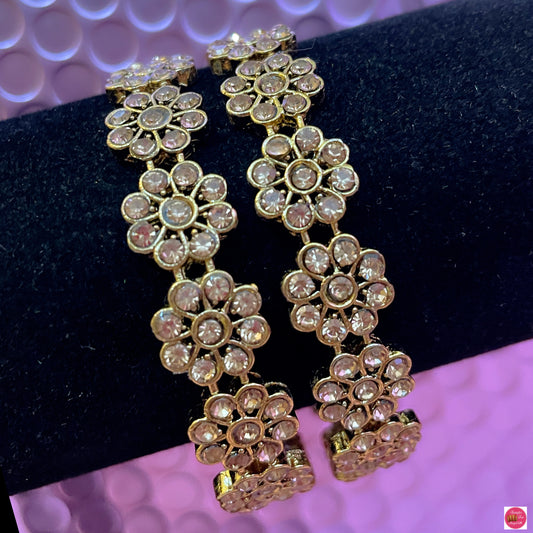 Gold Flowers Metal Karas- Size 2.2