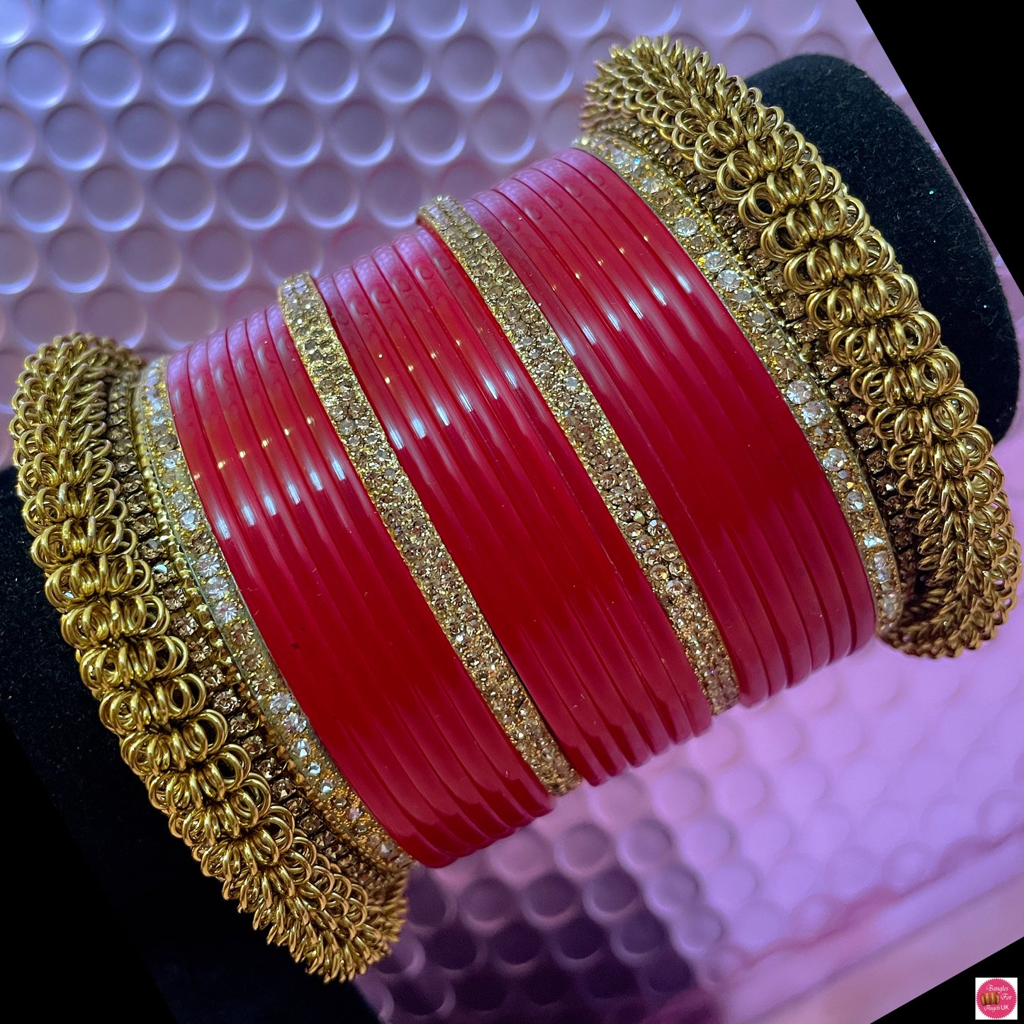 Gold Bridal Red Chura Bangles Set