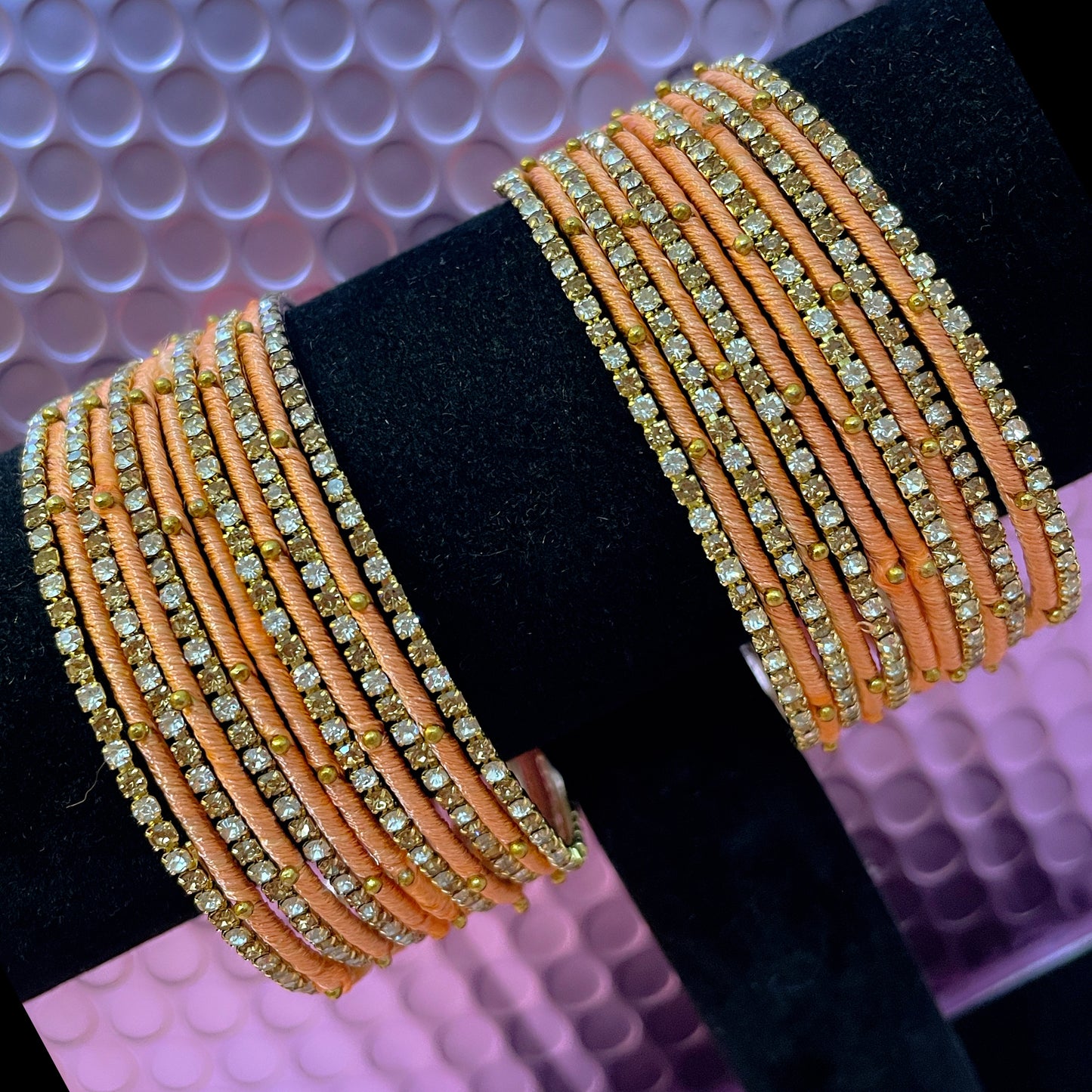 Zirconia Thread Metal Bangles Set- Various Colours