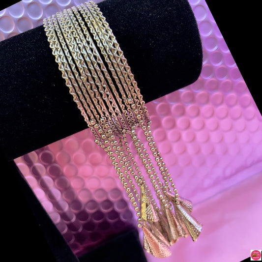 Silver Oxidised Hanging Metal Bangles Set