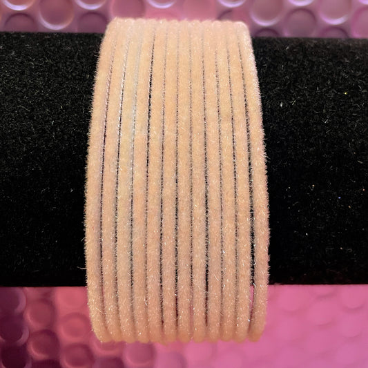 Light Peach Velvet Metal Bangles