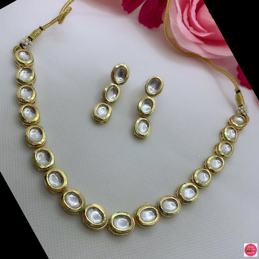 Kundan Single Line Necklace Set