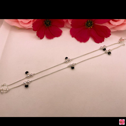 Silver Anklet/Payal- Black