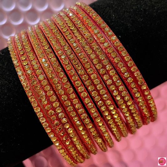 Red Zirconia Glass Bangles- Size 2.6/2.8/2.10