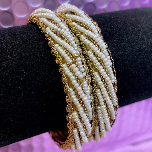 Gold White Pearl Metal Karas