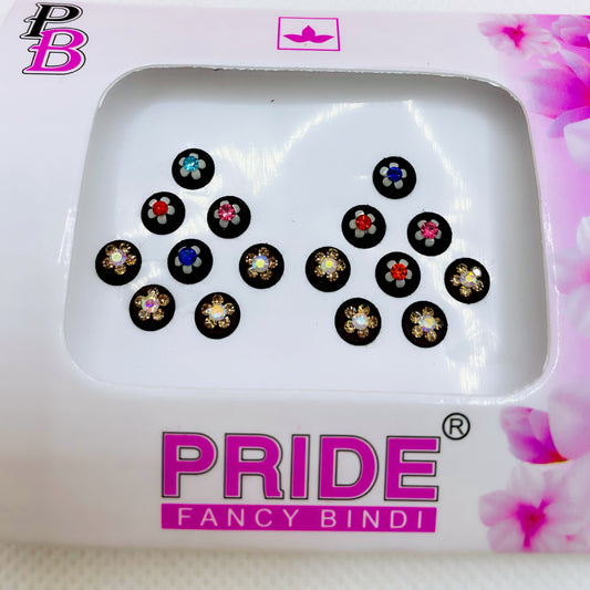 Black/Maroon/Multicoloured Stone Bindi Pack