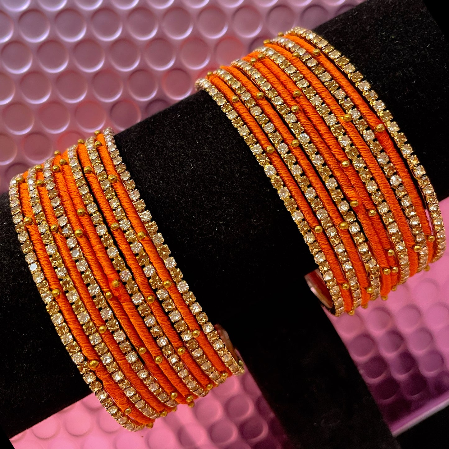 Zirconia Thread Metal Bangles Set- Various Colours