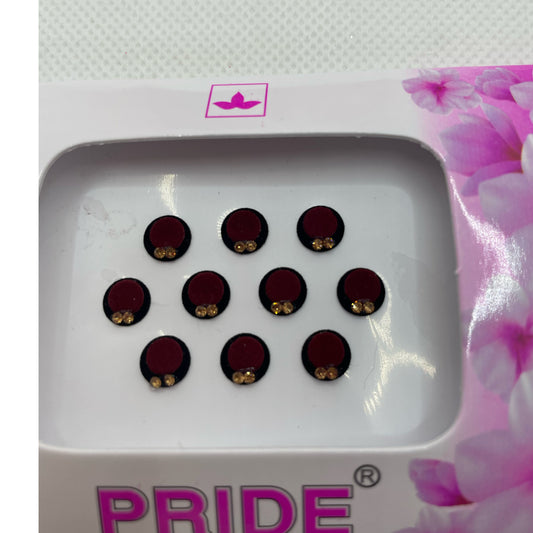 Maroon & Black Gold Stone Bindi Pack