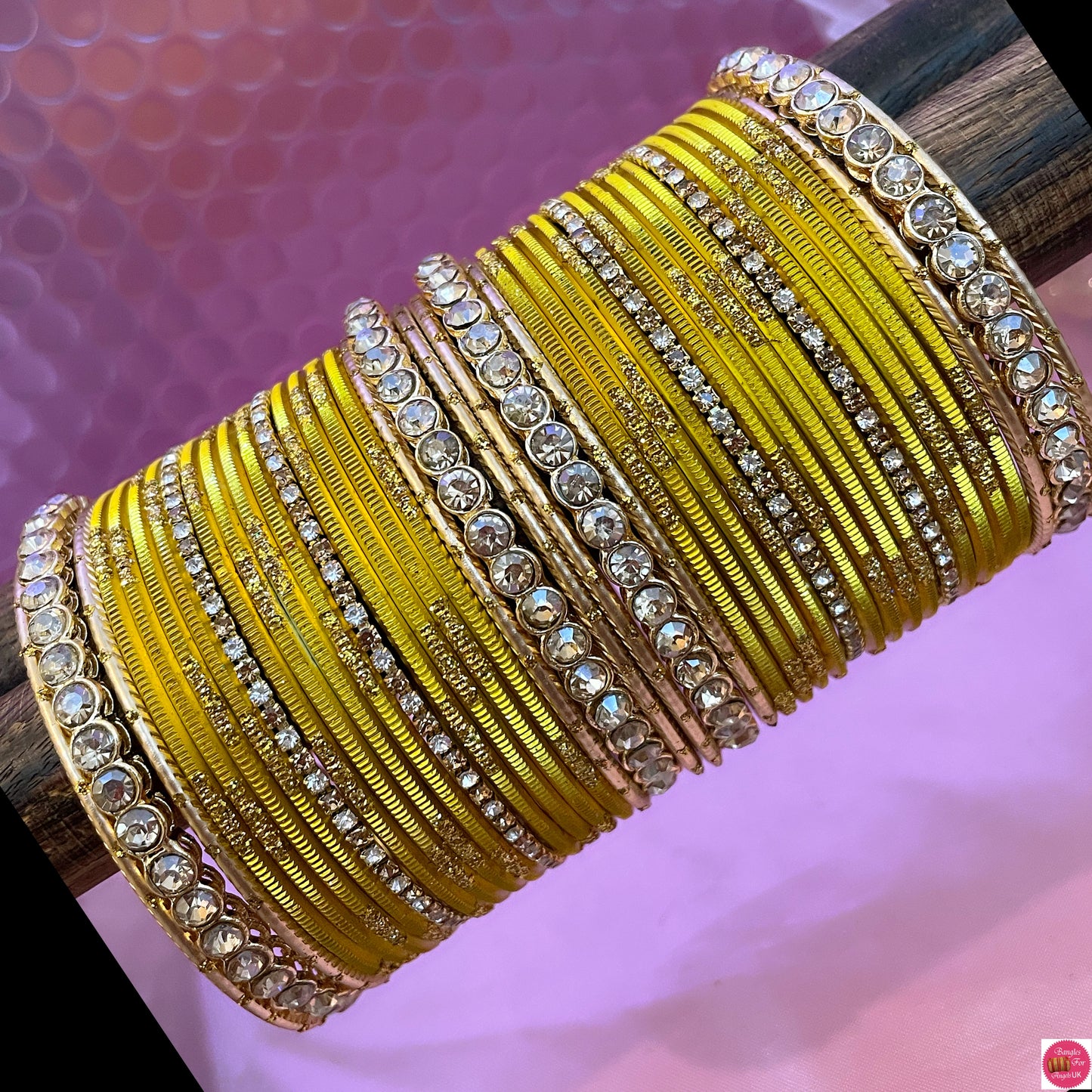 Gold Zirconia Metal Bangles Sets- Various Colours