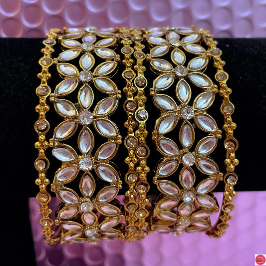 Kundan Metal Bangles Set