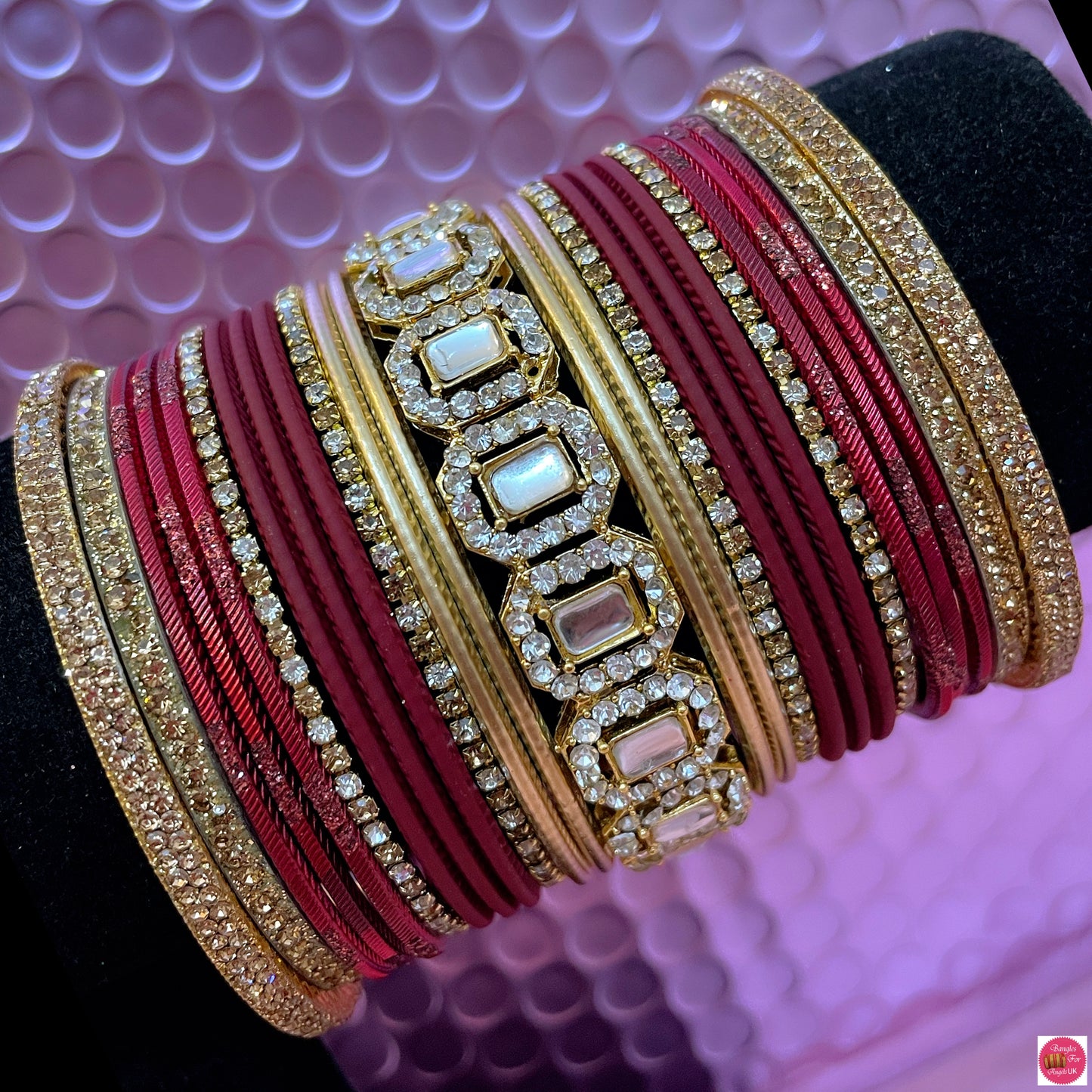 Gold Zirconia Metal Bangles Sets- Various Colours