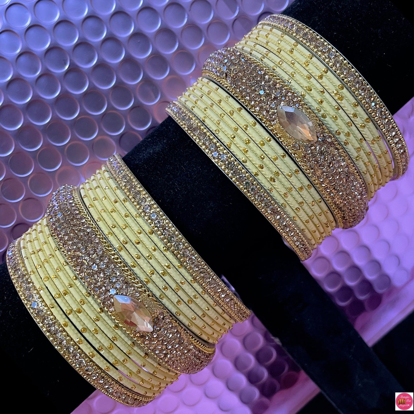 Gold Metal Bangles Sets Various Colours- Size 2.10