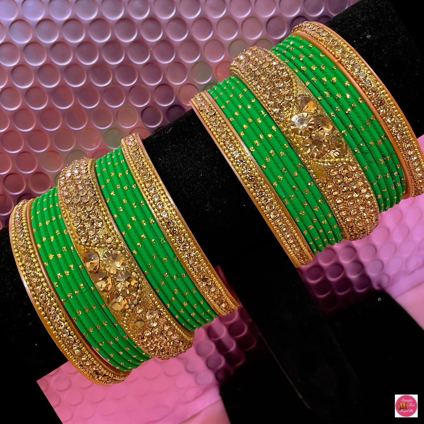 Gold Metal Bangles Sets Various Colours- Size 2.10