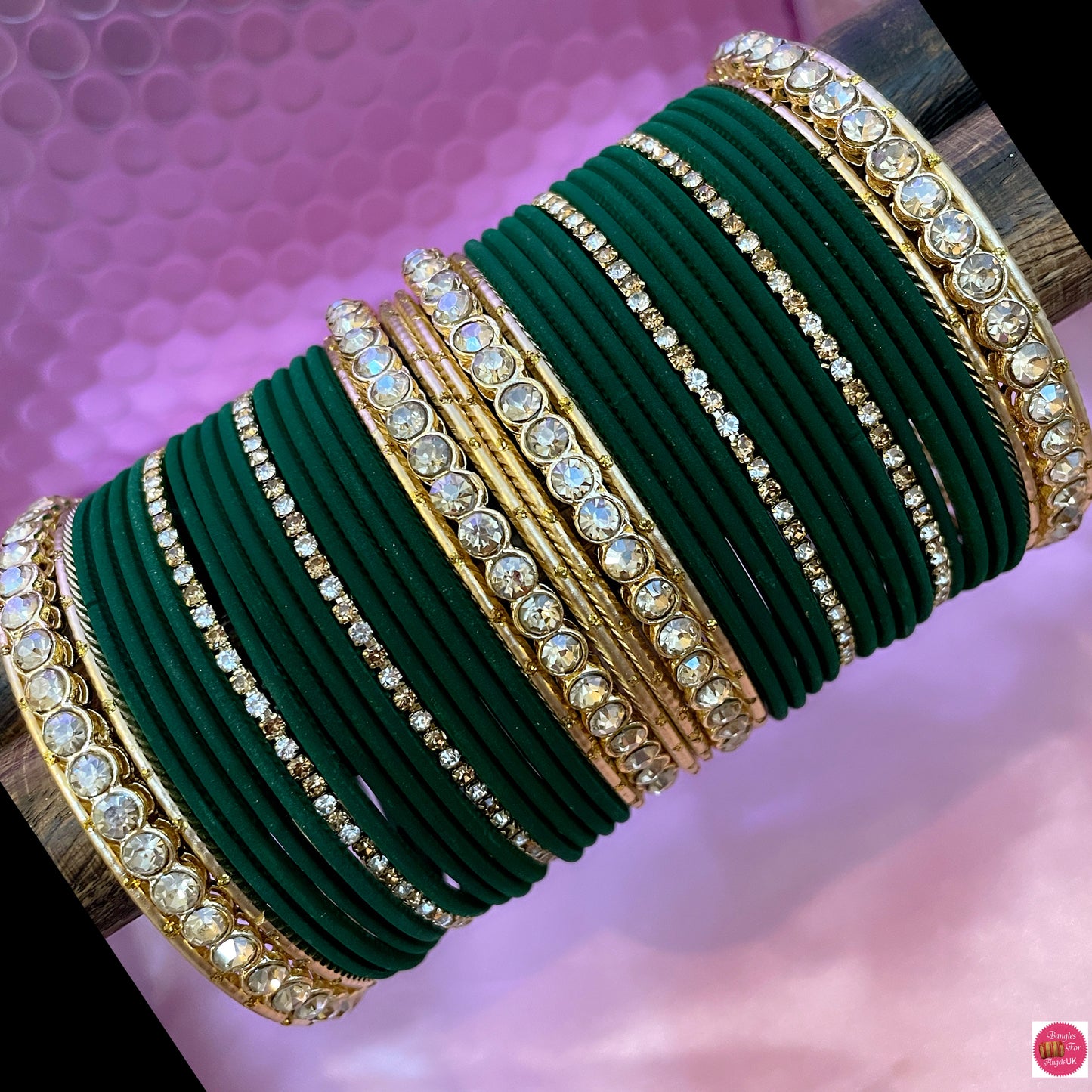 Gold Zirconia Metal Bangles Sets- Various Colours