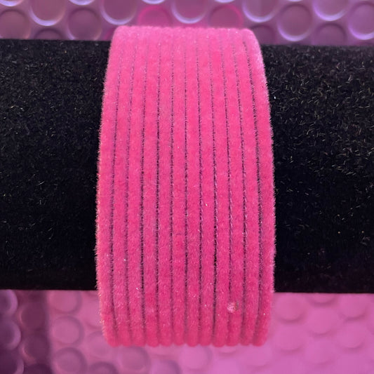 Bubblegum Pink Velvet Metal Bangles