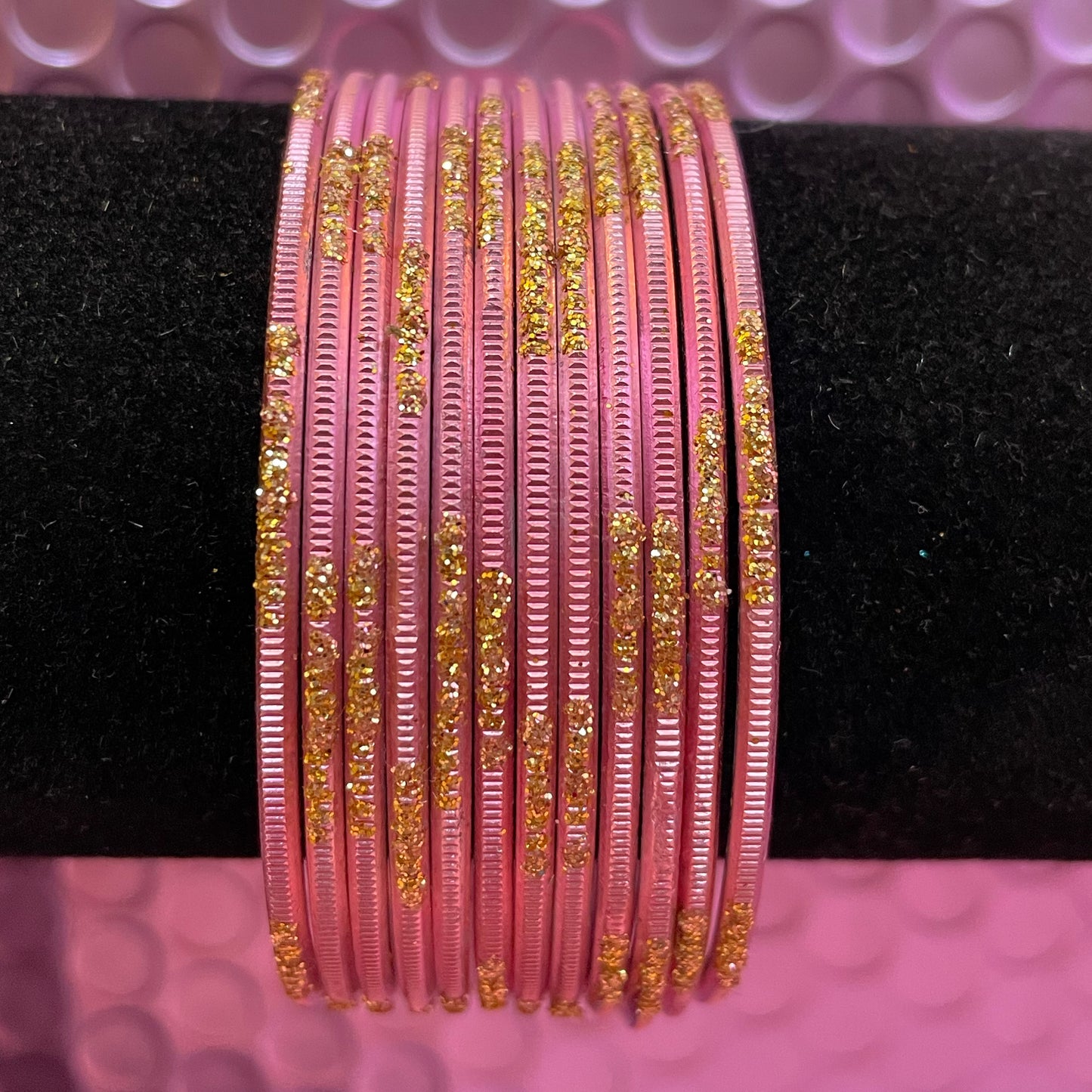 Blush Pink Dotted Metal Bangles