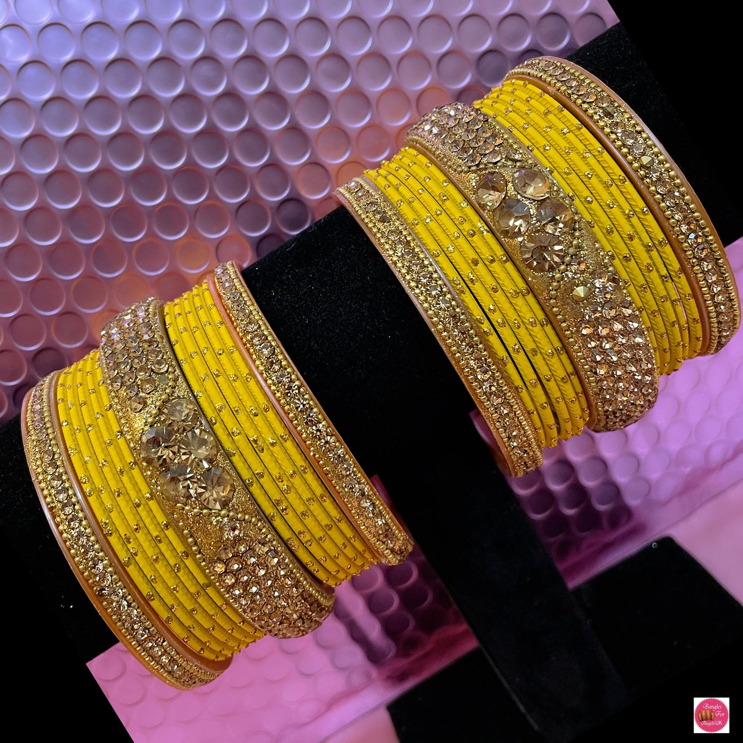 Gold Metal Bangles Sets Various Colours- Size 2.10