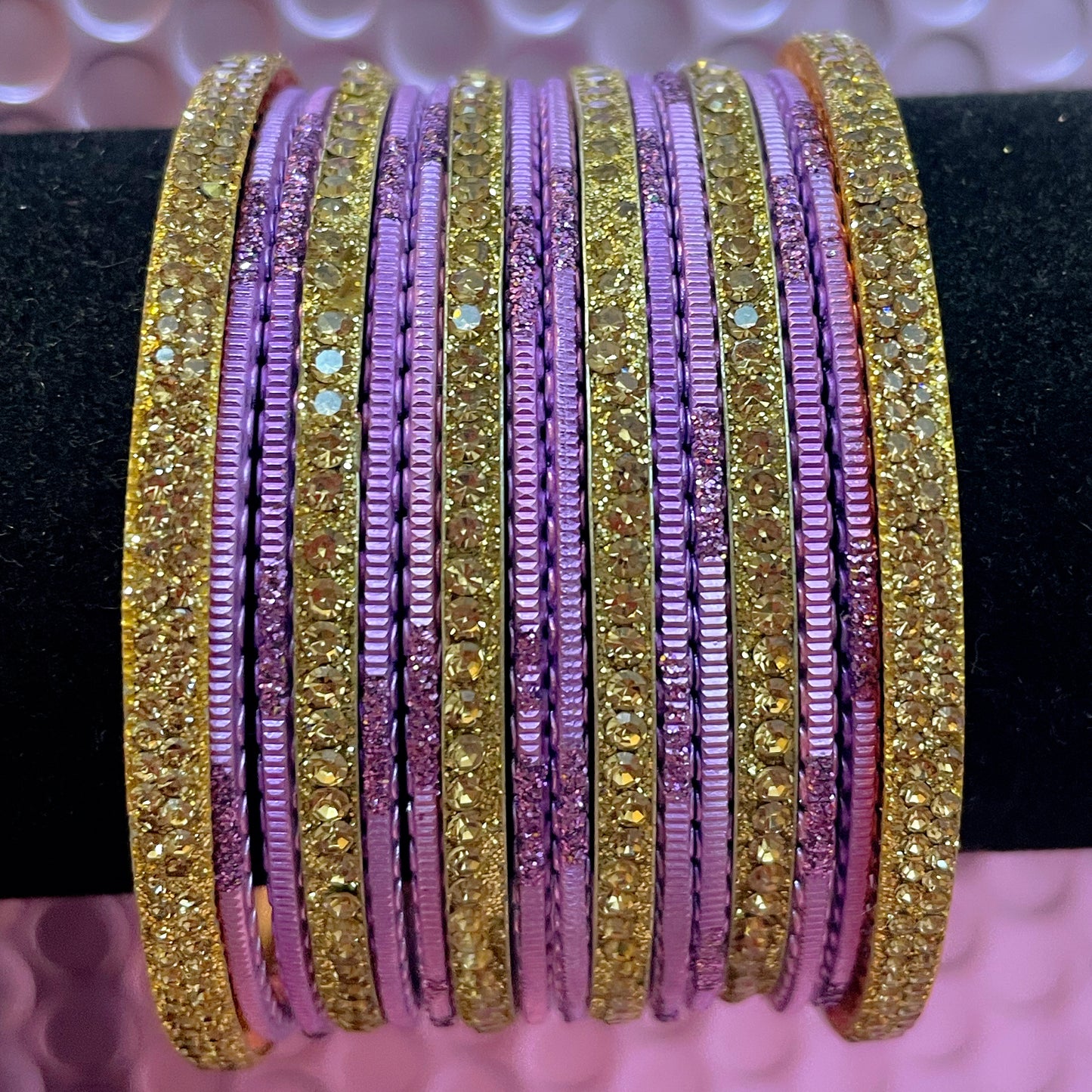 Gold Zirconia Metal Bangles Sets- Various Colours