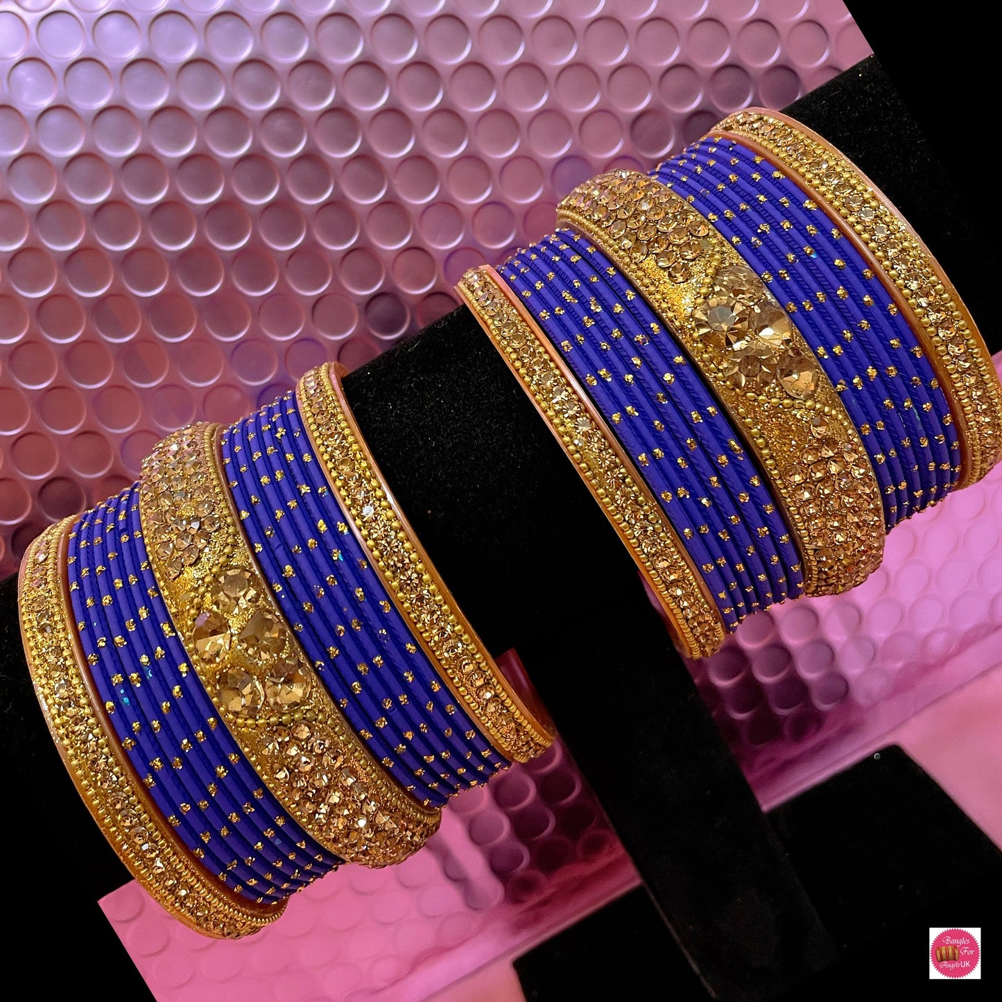 Gold Metal Bangles Sets Various Colours- Size 2.10