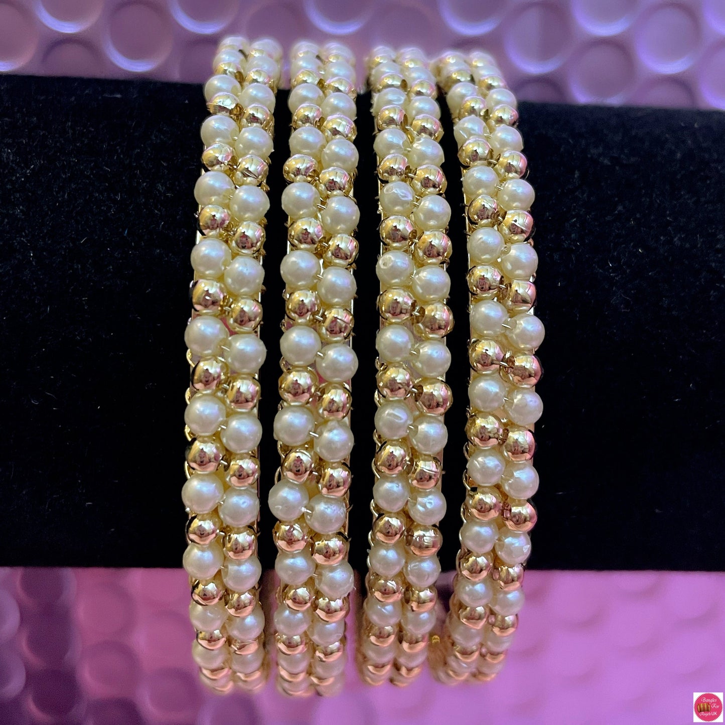White Pearl Metal Karas- Size 2.2