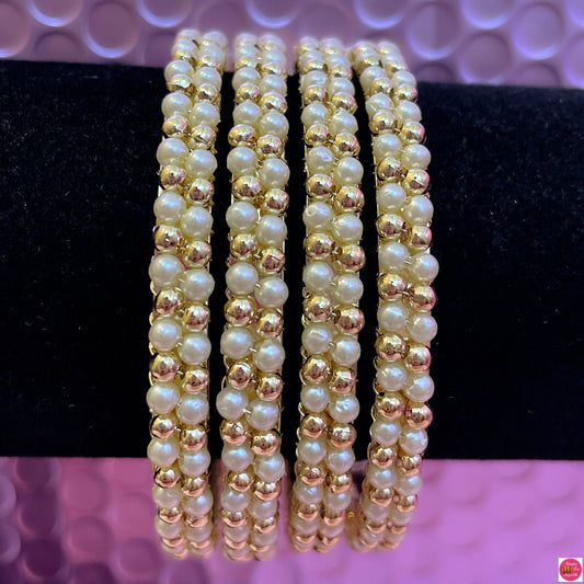 White Pearl Metal Karas- Size 2.2