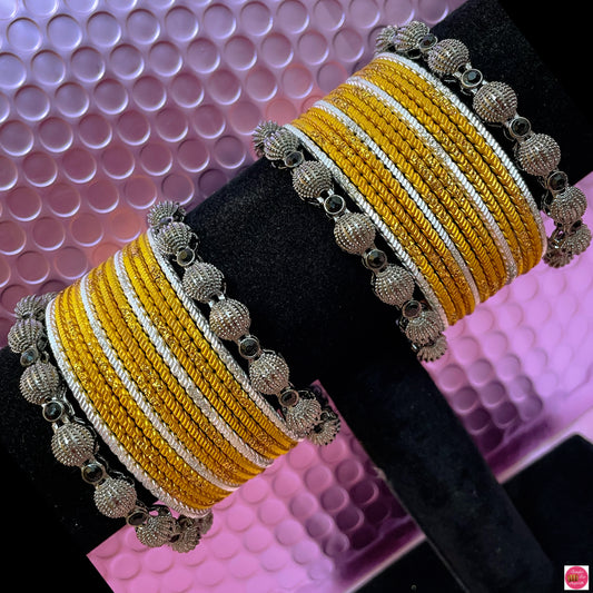 Silver & Yellow Metal Bangles Set