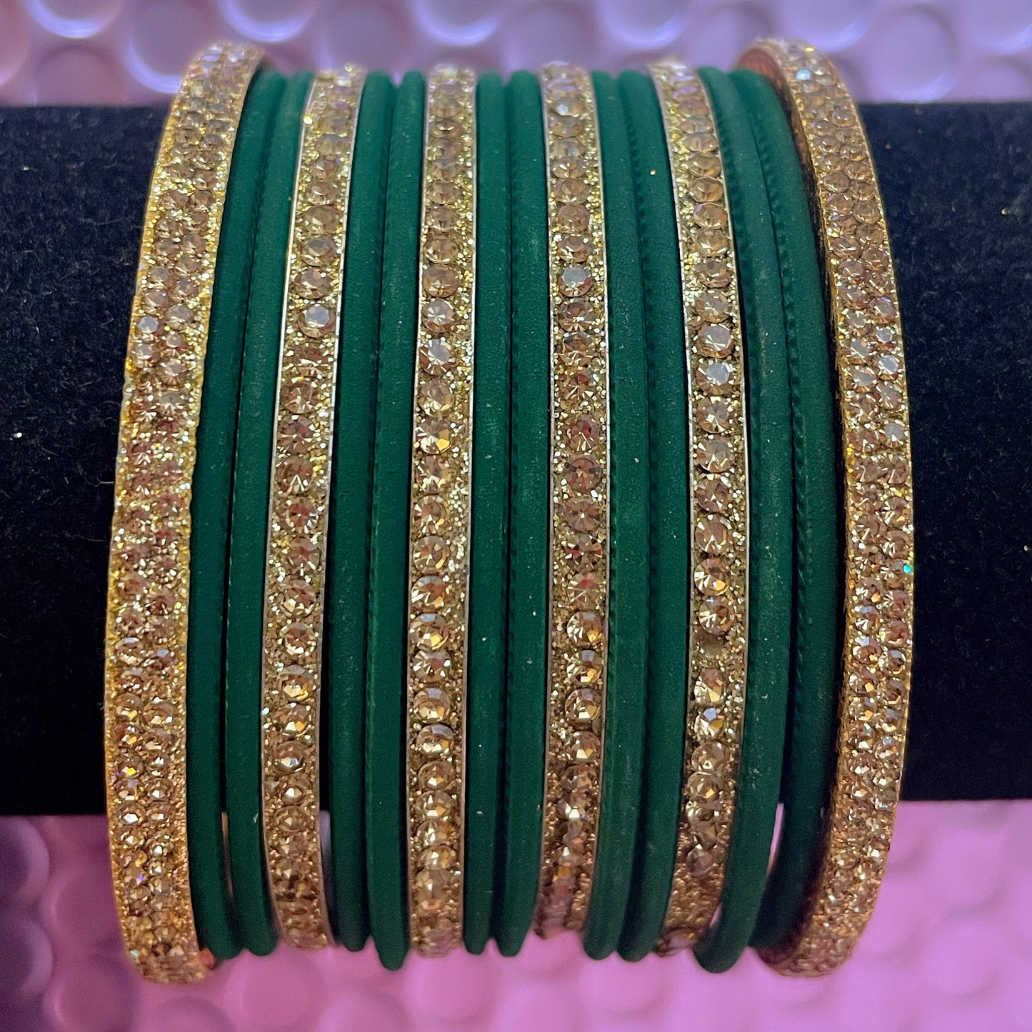 Gold Zirconia Metal Bangles Sets- Various Colours