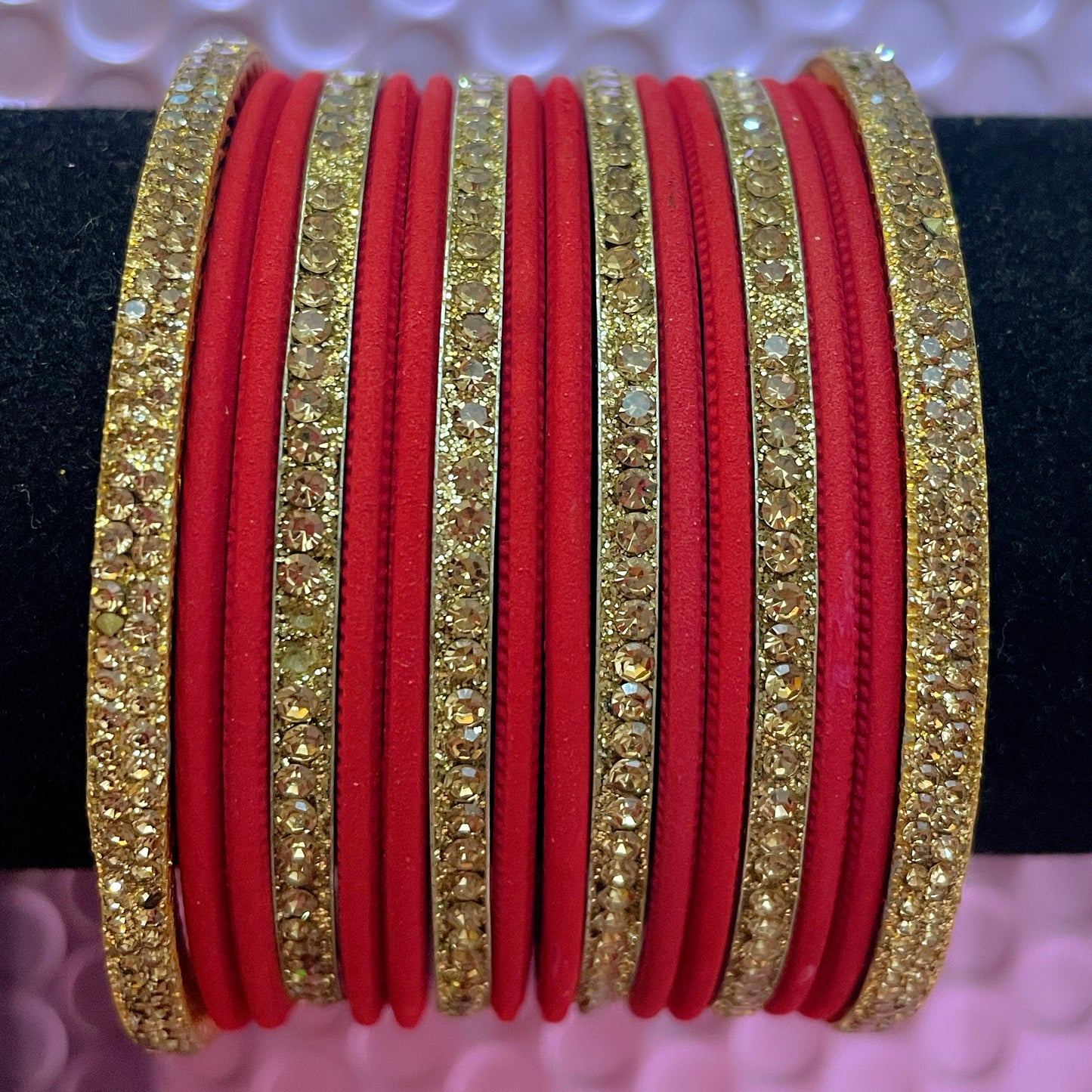 Gold Zirconia Metal Bangles Sets- Various Colours