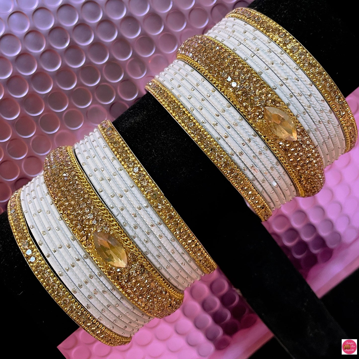 Gold Metal Bangles Sets Various Colours- Size 2.10